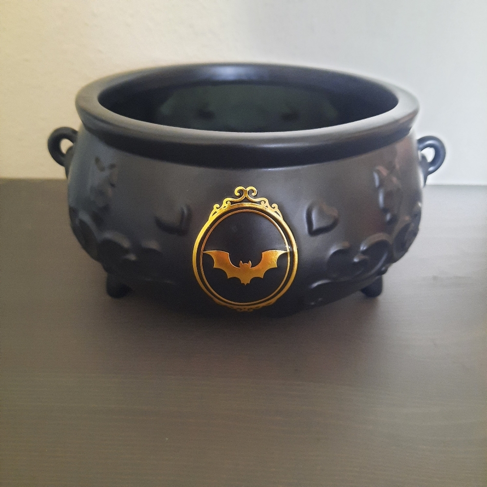 Bath & Body Works Black Cauldron with Gold Bat Accent